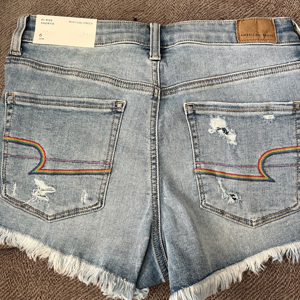 AE ‘Pride’ Distressed Denim Women’s Shorts. Size 6.